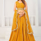 A Line Lehenga Georgette Viscose Mustard Embroidered Lehenga Choli