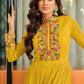 Gown Georgette Mustard Embroidered Gown