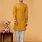 Indo Western Sherwani Fancy Fabric Mustard Hand Work Mens