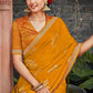Contemporary Silk Mustard Fancy Work Saree