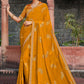 Contemporary Silk Mustard Fancy Work Saree