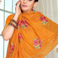 Contemporary Georgette Mustard Embroidered Saree