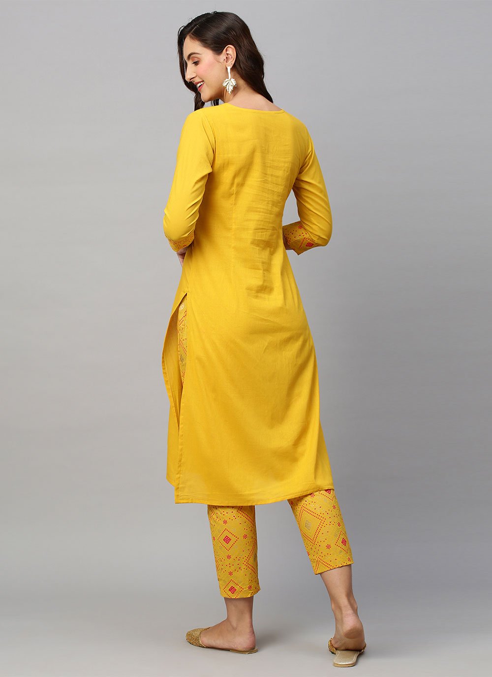 Designer Kurti Cotton Mustard Print Kurtis