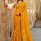 Classic Georgette Mustard Lace Saree