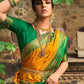 Classic Satin Silk Mustard Patch Border Saree