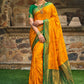 Classic Satin Silk Mustard Patch Border Saree