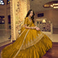 A Line Lehenga Satin Silk Mustard Embroidered Lehenga Choli