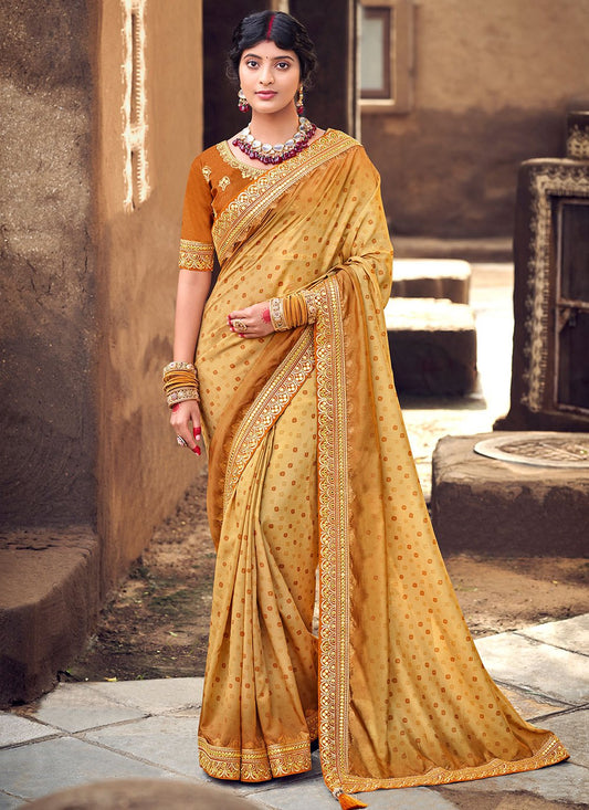 Classic Silk Mustard Digital Print Saree