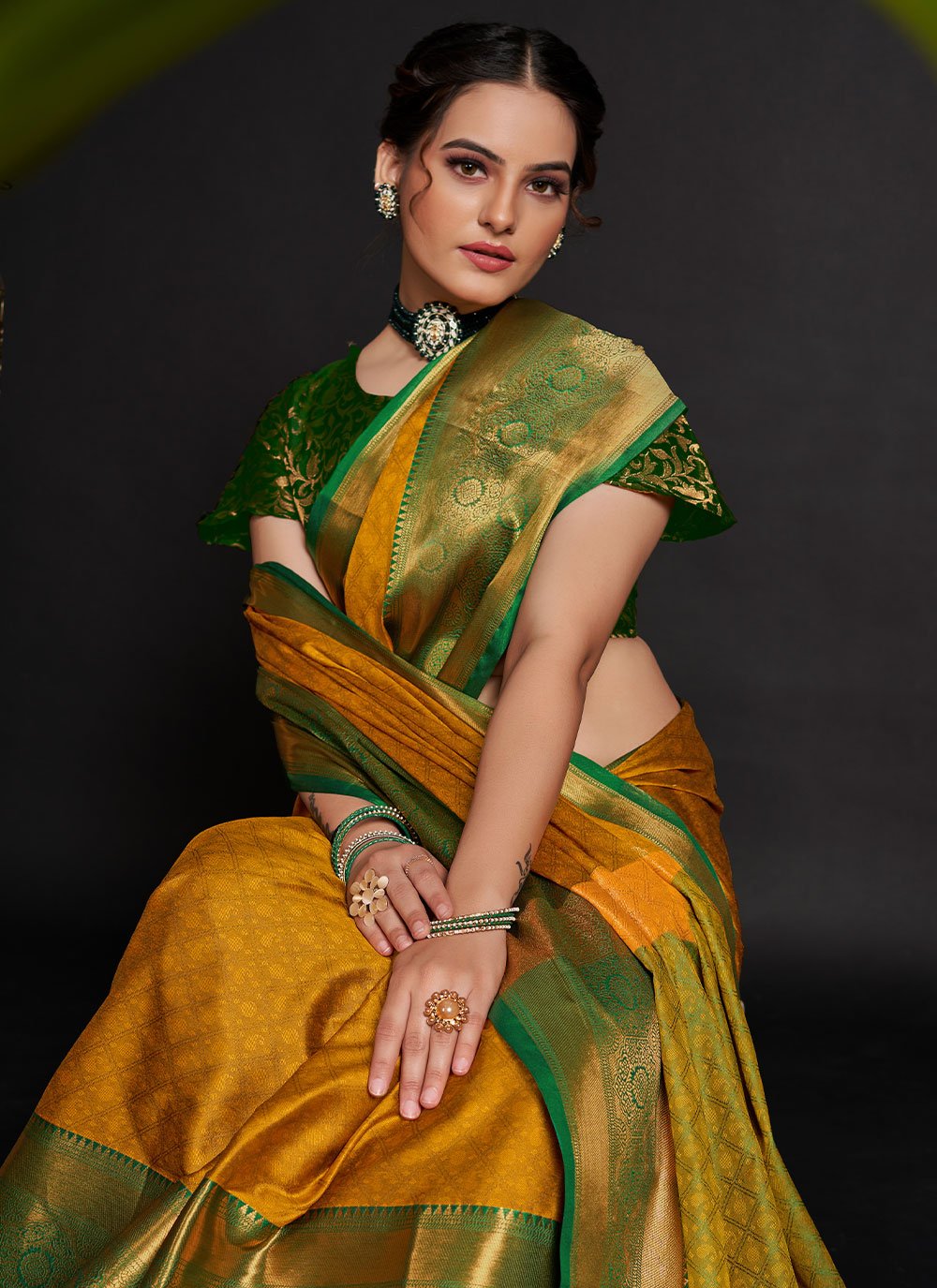 Classic Silk Mustard Weaving Saree