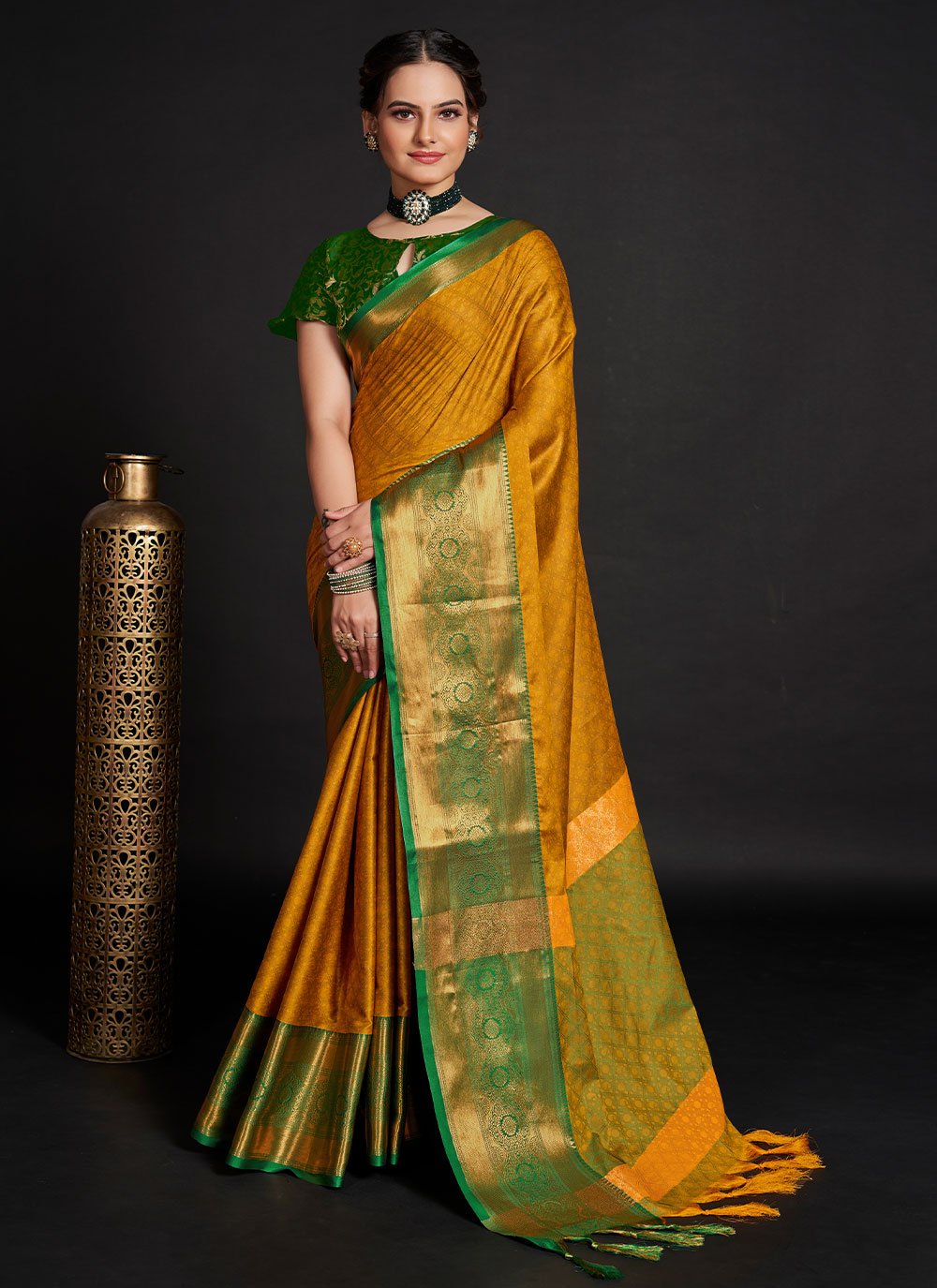 Classic Silk Mustard Weaving Saree