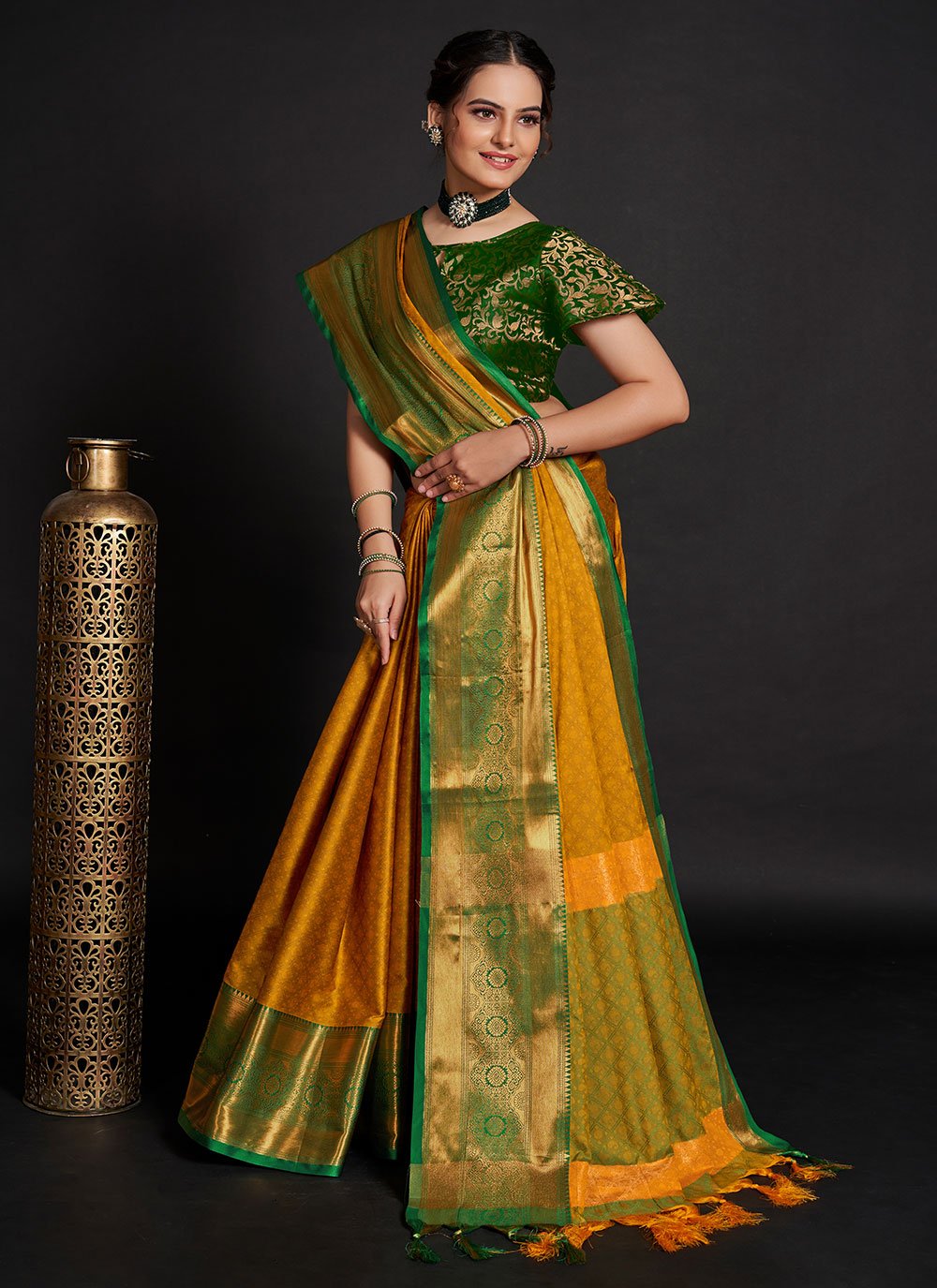 Classic Silk Mustard Weaving Saree