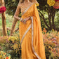 Contemporary Silk Mustard Fancy Work Saree