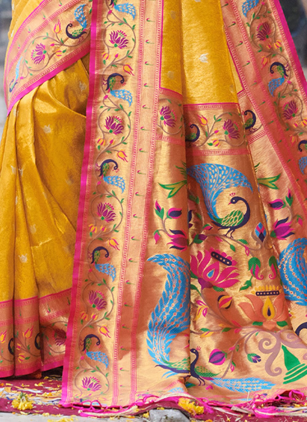 Traditional Saree Silk Mustard Weaving Saree