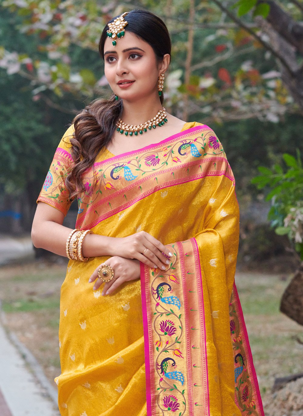 Traditional Saree Silk Mustard Weaving Saree