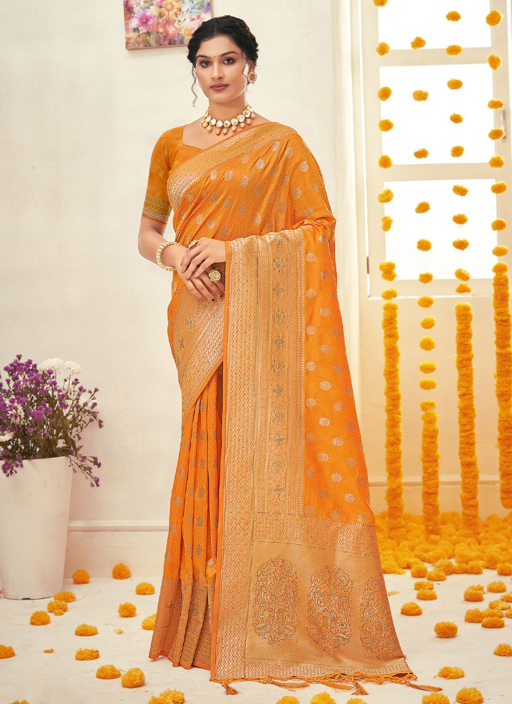 Trendy Saree Silk Mustard Embroidered Saree