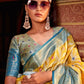 Contemporary Silk Tissue Mustard Weaving Saree