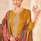 Straight Salwar Suit Jacquard Muslin Mustard Embroidered Salwar Kameez