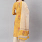 Straight Salwar Suit Cotton Mustard Strips Print Salwar Kameez