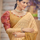 Contemporary Chinon Mustard Sequins Saree
