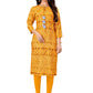 Casual Kurti Rayon Viscose Mustard Foil Print Kurtis