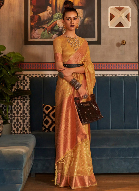 Classic Silk Mustard Weaving Saree