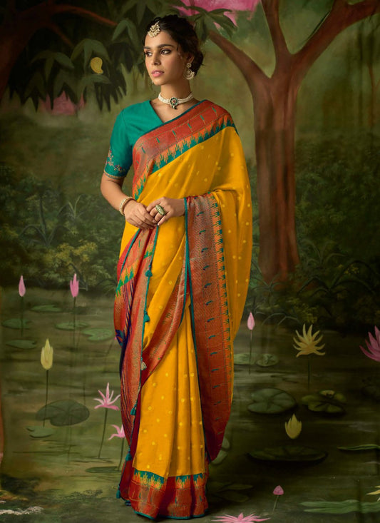 Trendy Saree Brasso Mustard Weaving Saree