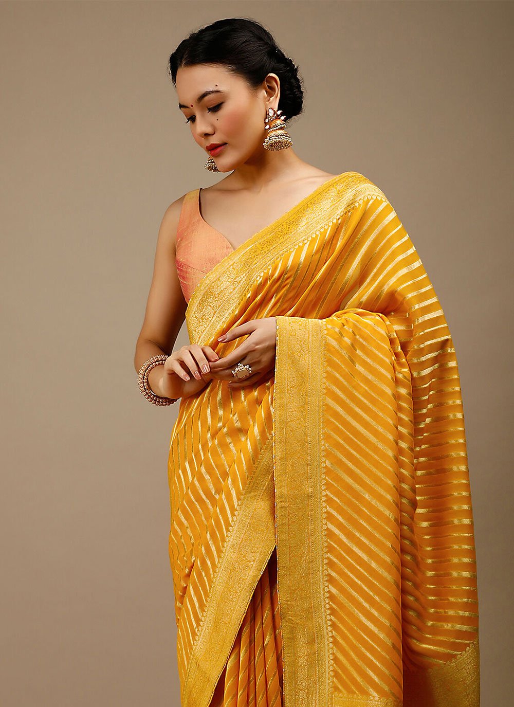 Classic Art Banarasi Silk Mustard Woven Saree