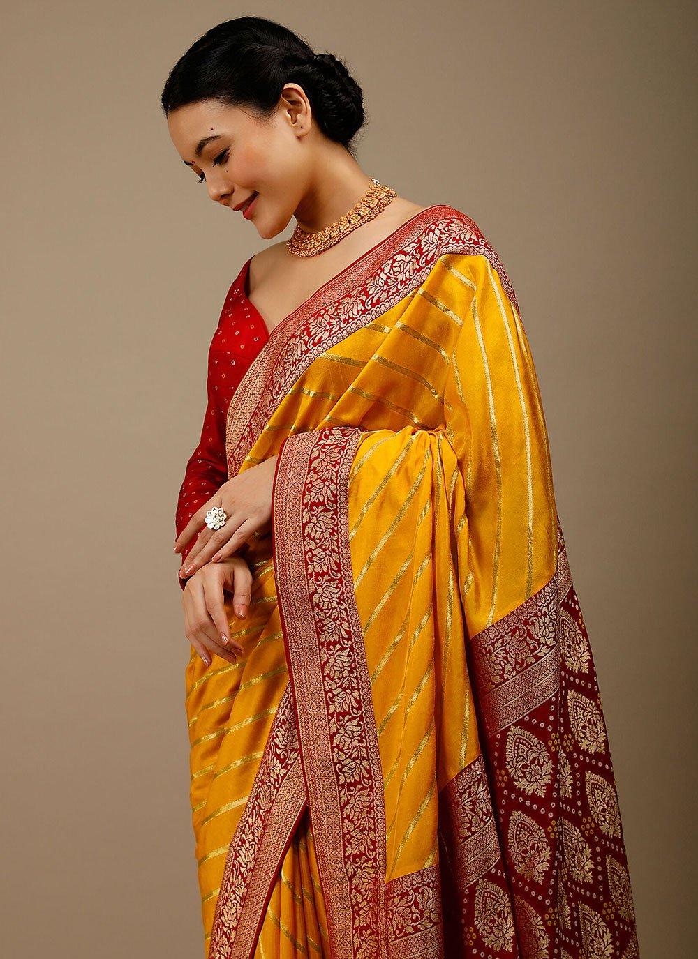 Classic Art Banarasi Silk Mustard Woven Saree