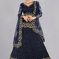 A Line Lehenga Net Blue Embroidered Lehenga Choli