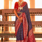 Trendy Saree Silk Blue Red Patola Print Saree