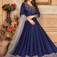 Salwar Suit Art Silk Blue Embroidered Salwar Kameez