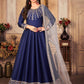 Salwar Suit Art Silk Blue Embroidered Salwar Kameez