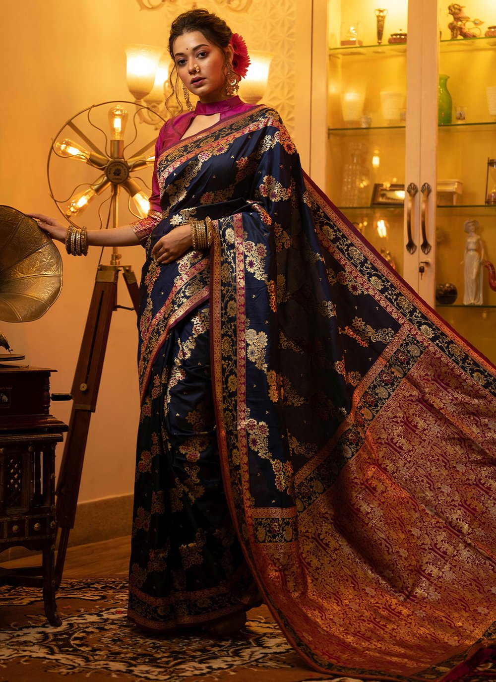 Classic Banarasi Silk Blue Weaving Saree