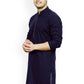 Kurta Pyjama Blended Cotton Blue Buttons Mens