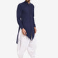 Dhoti Kurta Blended Cotton Blue Plain Mens