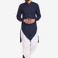 Dhoti Kurta Blended Cotton Blue Plain Mens