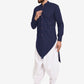 Dhoti Kurta Blended Cotton Blue Plain Mens