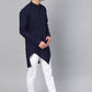 Indo Western Blended Cotton Blue Buttons Mens