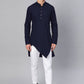 Indo Western Blended Cotton Blue Buttons Mens
