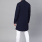 Indo Western Blended Cotton Blue Buttons Mens