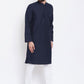 Kurta Pyjama Blended Cotton Blue Plain Mens