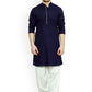 Kurta Blended Cotton Blue Buttons Mens