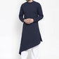 Kurta Blended Cotton Blue Plain Mens