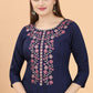 Casual Kurti Viscose Blue Embroidered Kurtis