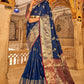 Classic Tussar Silk Blue Weaving Saree