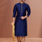 Kurta Pyjama Dupion Silk Blue Embroidered Mens