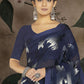 Classic Brasso Organza Blue Print Saree