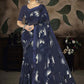 Classic Brasso Organza Blue Print Saree