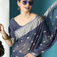 Classic Cotton Lucknowi Blue Chikankari Work Saree