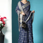 Classic Cotton Lucknowi Blue Chikankari Work Saree